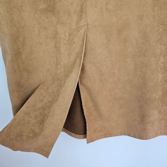 Vintage Orvis Green Label Ultrasuede Modest High Waist Camel Tan Maxi Skirt 8 - Picture 7 of 8